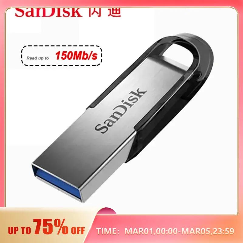Sandisk USB ÷ ̺ 3.0, Pendrive 128GB, 64GB, Ʈ ÷ 32GB,  ̺ 16GB, 256GB Ű, PC USB ޸ ƽ 150MB